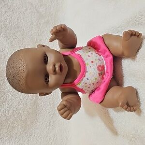 Small African American Black Baby Doll Girl Used